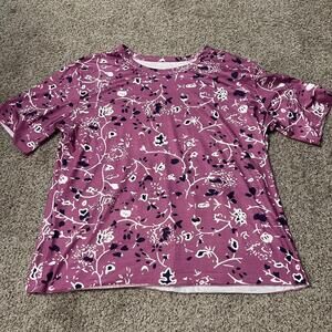 Floral patterned purple shirt